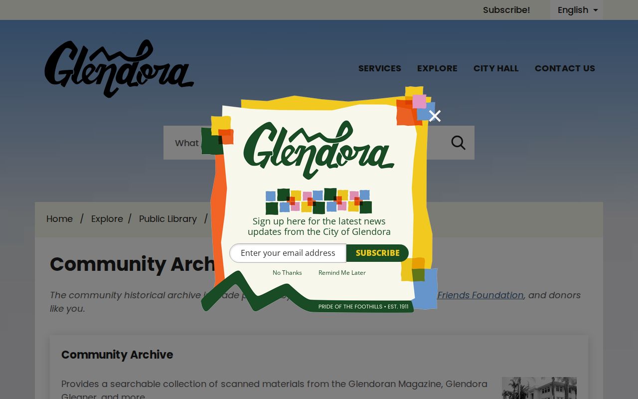 Glendora people search through public library community archive