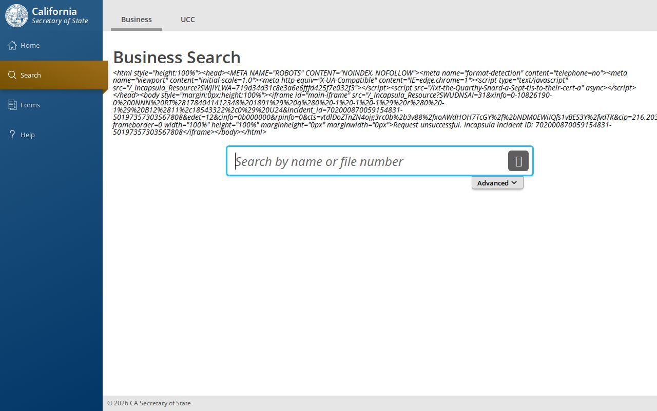 Glendora people directories California SOS business search page